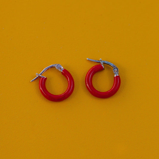 Red Silver Earrings